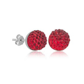 Boucles d'oreilles pour femme en argent et cristal rouge
